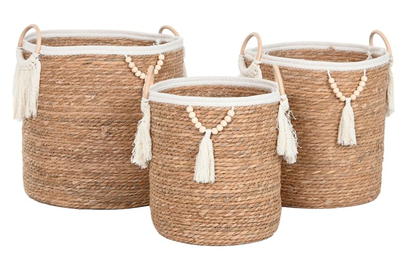 SET DE 3 CESTAS DE FIBRA Y CUERDA NATURAL