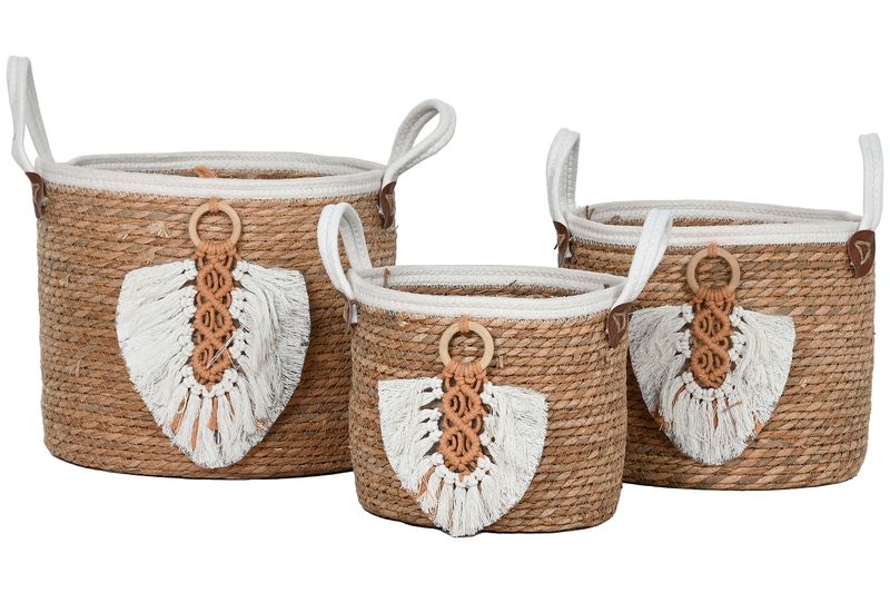 SET DE 3 CESTAS FIBRA Y ALGODÓN
