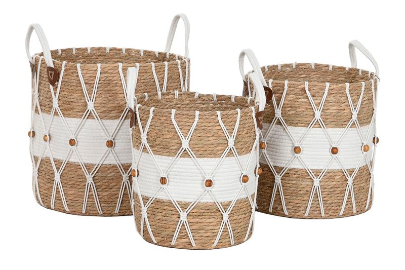 SET DE 3 CESTAS FIBRA Y CUERDA