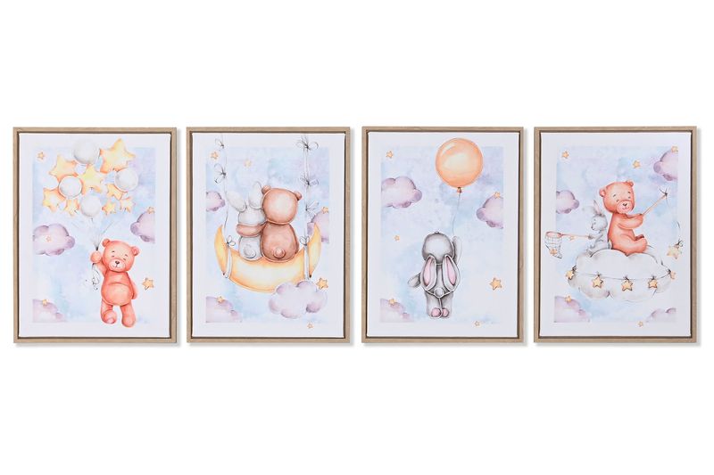 SET DE 4 CUADROS INFANTILES NUBES OSO