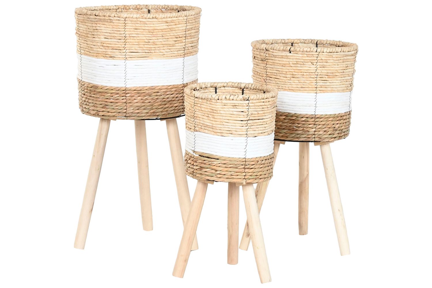 SET DE 3 MACETEROS FIBRA NATURAL BICOLOR