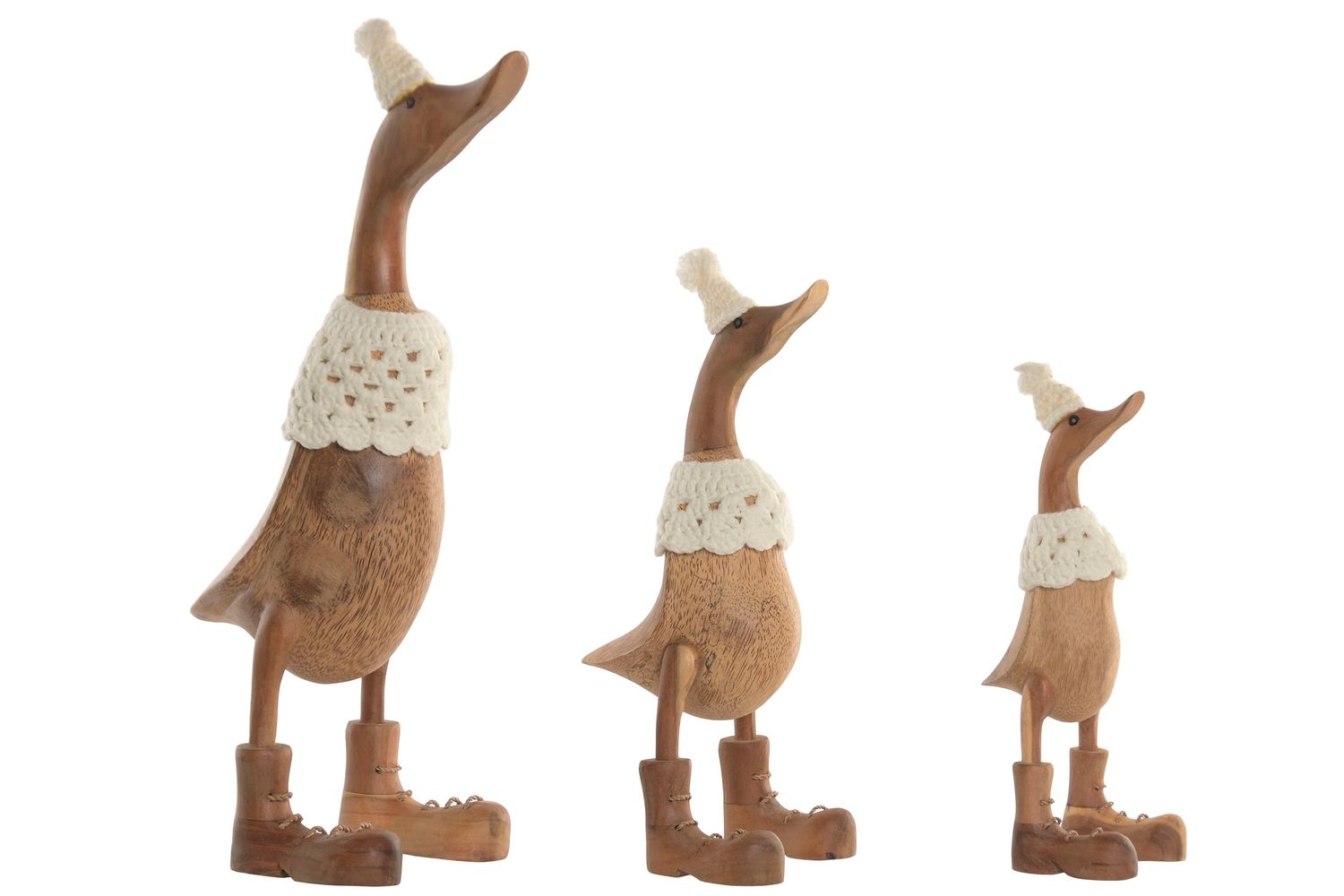 SET DE 3 FIGURAS PATO MADERA DE TECA