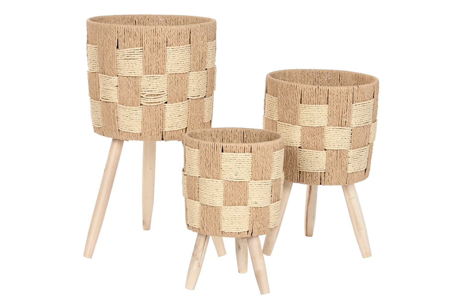 SET DE 3 MACETEROS DE FIBRA