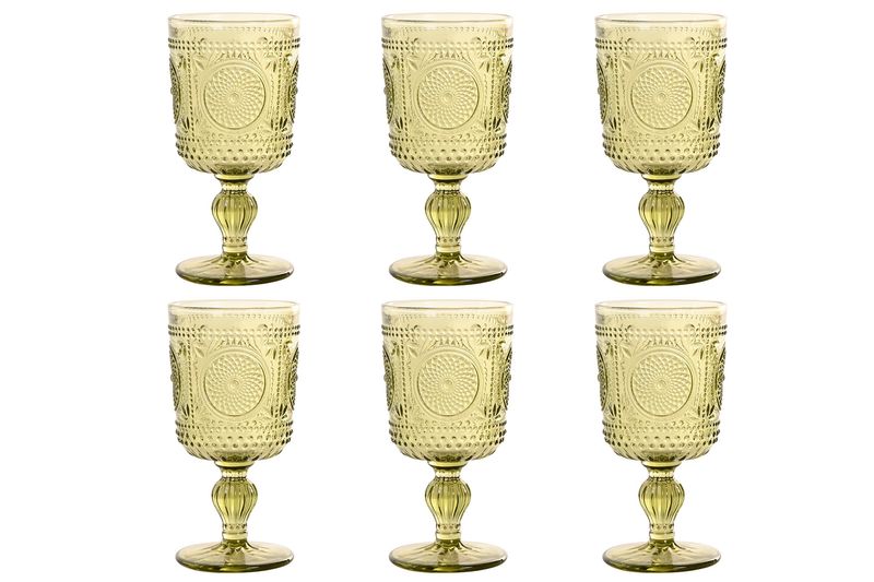 SET DE 6 COPAS CRISTAL GRABADO RELIEVE