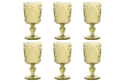 SET DE 6 COPAS CRISTAL GRABADO RELIEVE