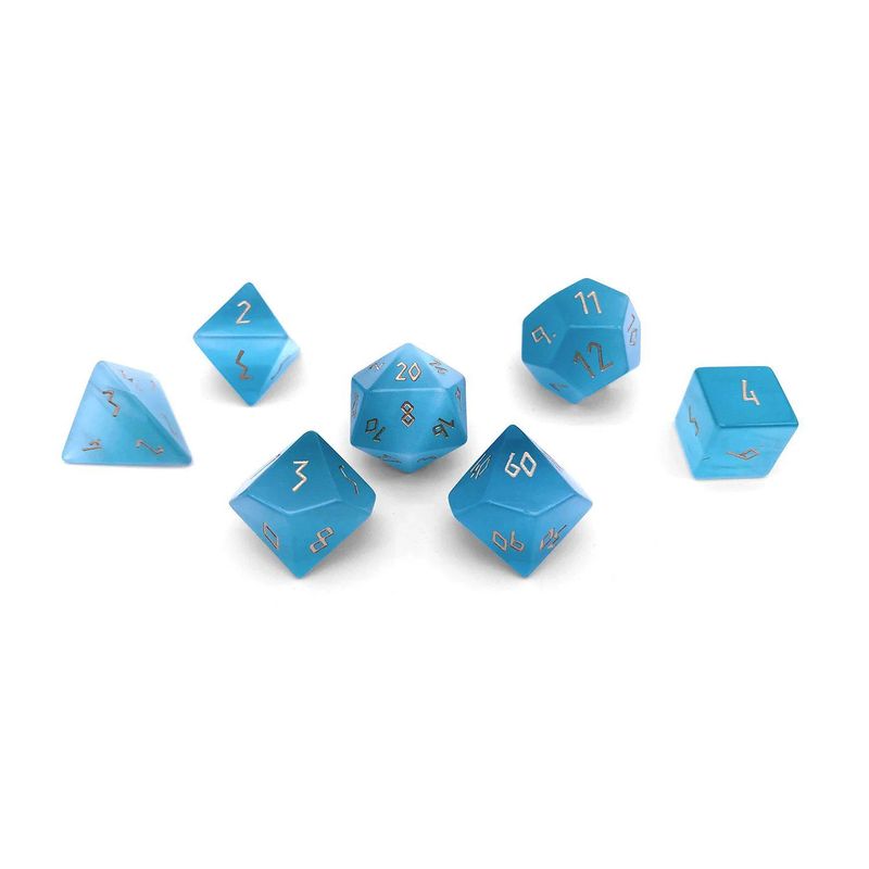 Seafoam Green Cats Eye - 7 Piece RPG Set Glass Dice