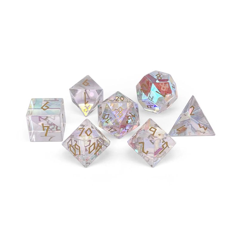 K9 Rainbow Glass - Gold Font - 7 Piece RPG Set