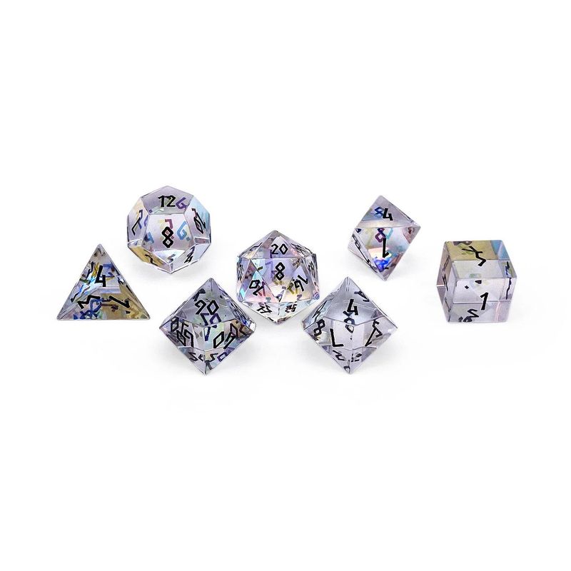 K9 Rainbow Glass - Black Font - 7 Piece RPG Set