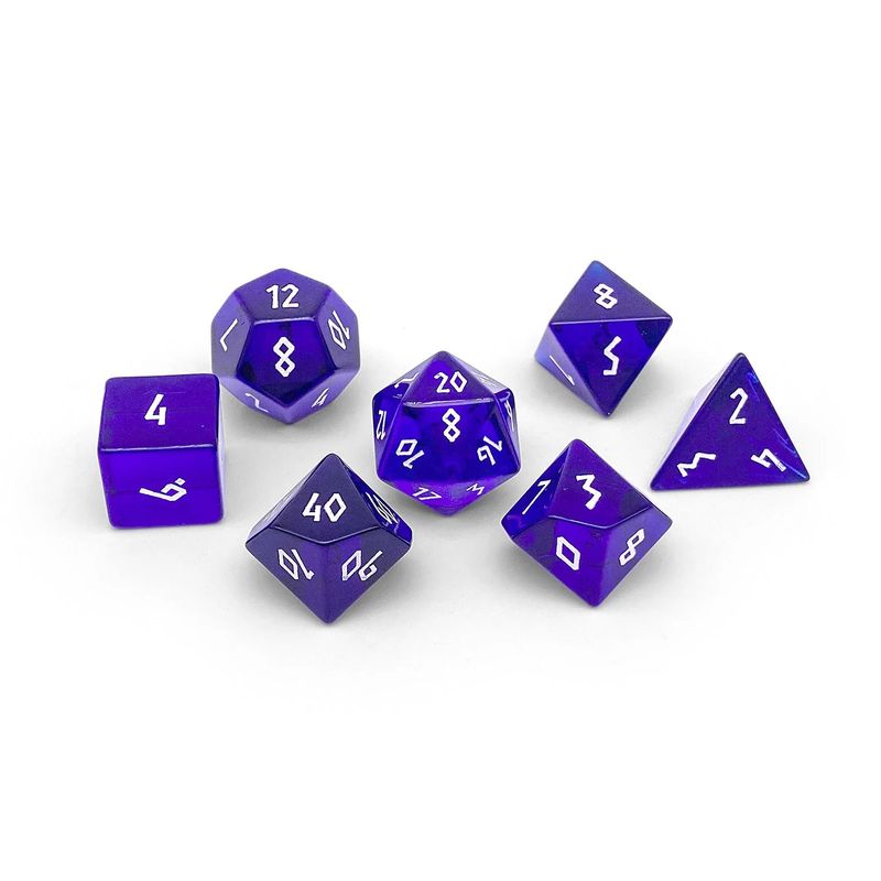 Zircon Blue Topaz - 7 Piece RPG Set Zircon Glass Dice