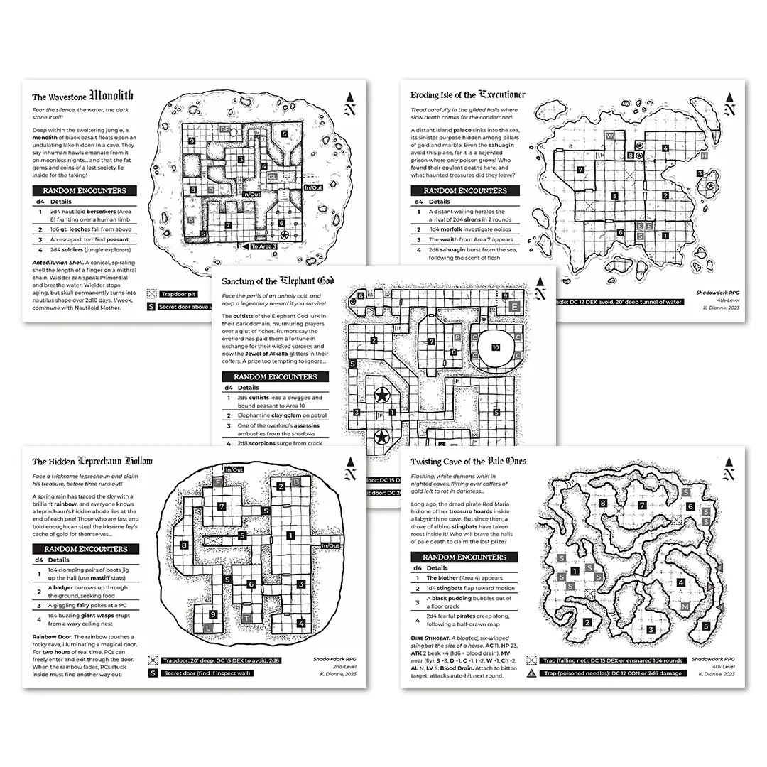Shadowdark RPG 5 Adventures (Printed Leaflets)