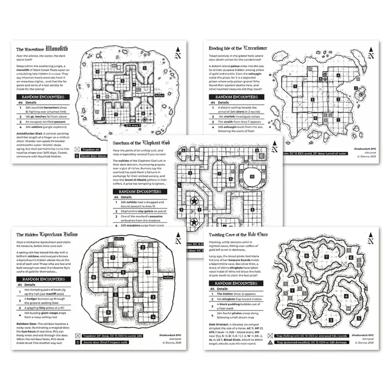 Shadowdark RPG 5 Adventures (Printed Leaflets)