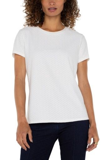 short slv crew neck tee w/ rib trim, Colour: white, Size: XL