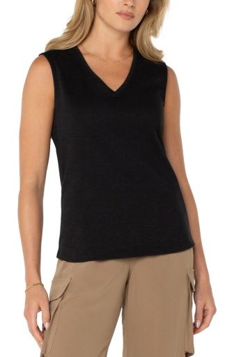 sleeveless v neck knit top, Colour: black, Season: s25, Size: XS