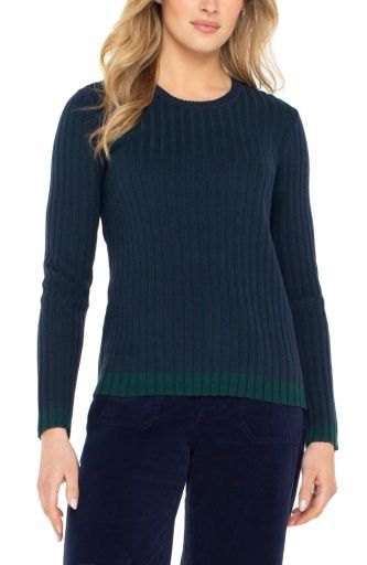 long slv crewneck ribbed sweater