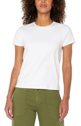 short slv crew neck knit tee w cb seam, Colour: white, Season: s25, Size: XS