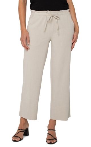pull on tie waist wide leg ankle 26" ins, Colour: dusty tan, Size: XS