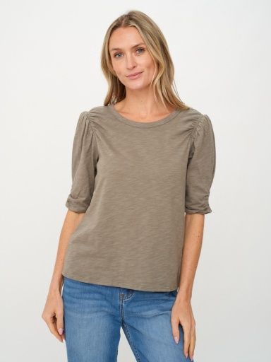 SIX SF3654 NOELLE RUCHED SLV TEE