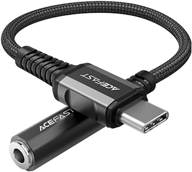 Acefast audio cable USB Type C - 3.5mm mini jack (female) 18cm, DAC, AUX black (C1-07 black)