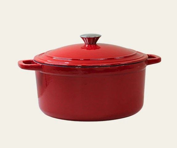 Red Enameled Cast Iron Dutch Oven 6QT
