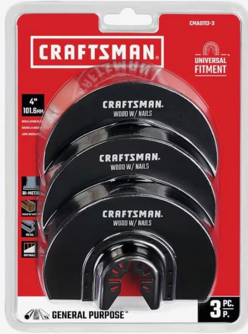CRAFTSMAN 3-Pack Bi-Metal Oscillating Tool Blade Oscillating Tool