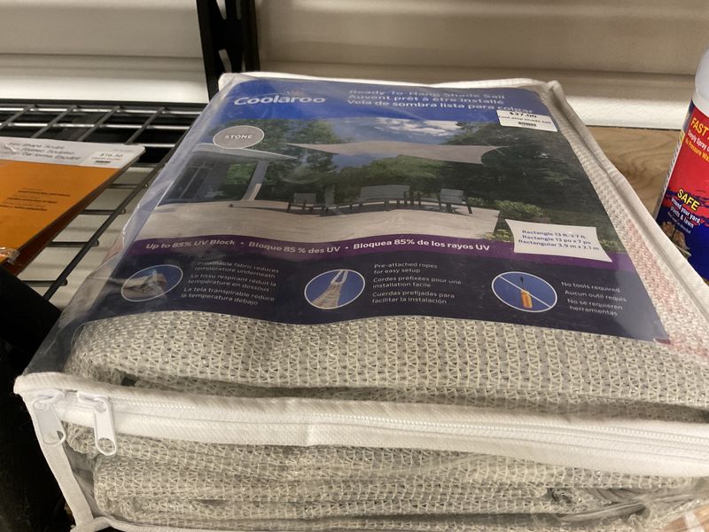 Coolaroo Ready-to-Hang Shade Sail Rectangle 13' X 7' (PEWTER) up to 85% UV Block - Retail $42.99