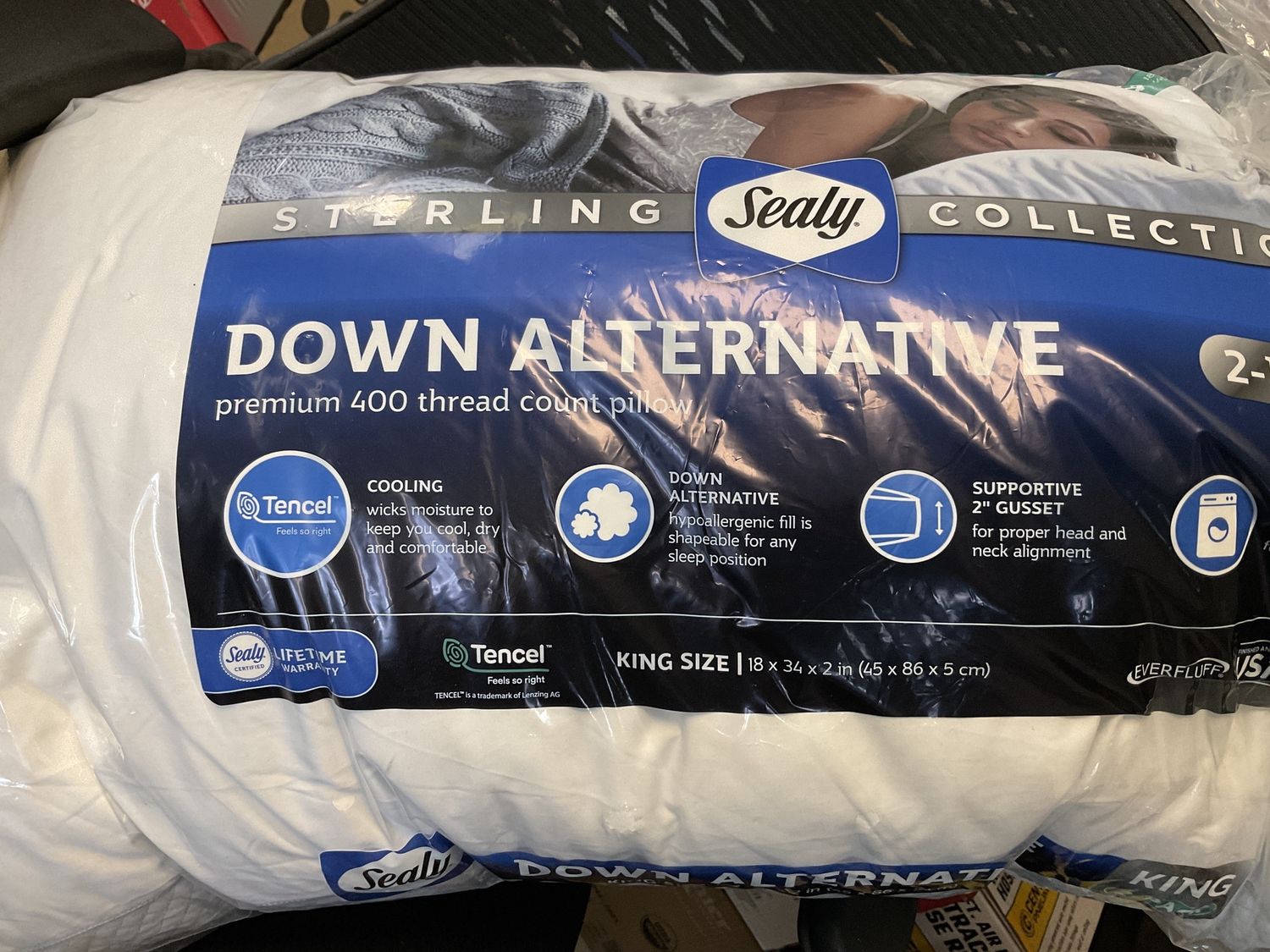 Sealy Sterling Collection  Pillow, 2-pack King - Retail $24.99