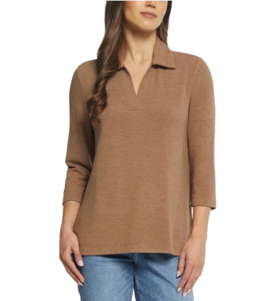 Matty M Ladies&#39; Collared 3/4 Sleeve Top