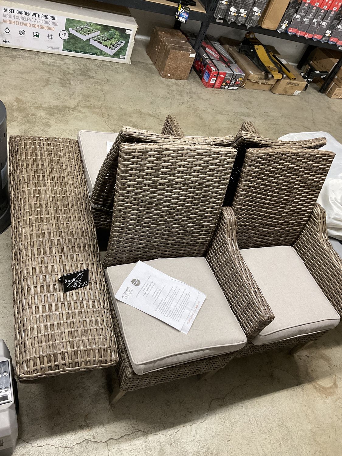 Hampton Bay Steel Wicker 5pc Chairs w/Padded Bench