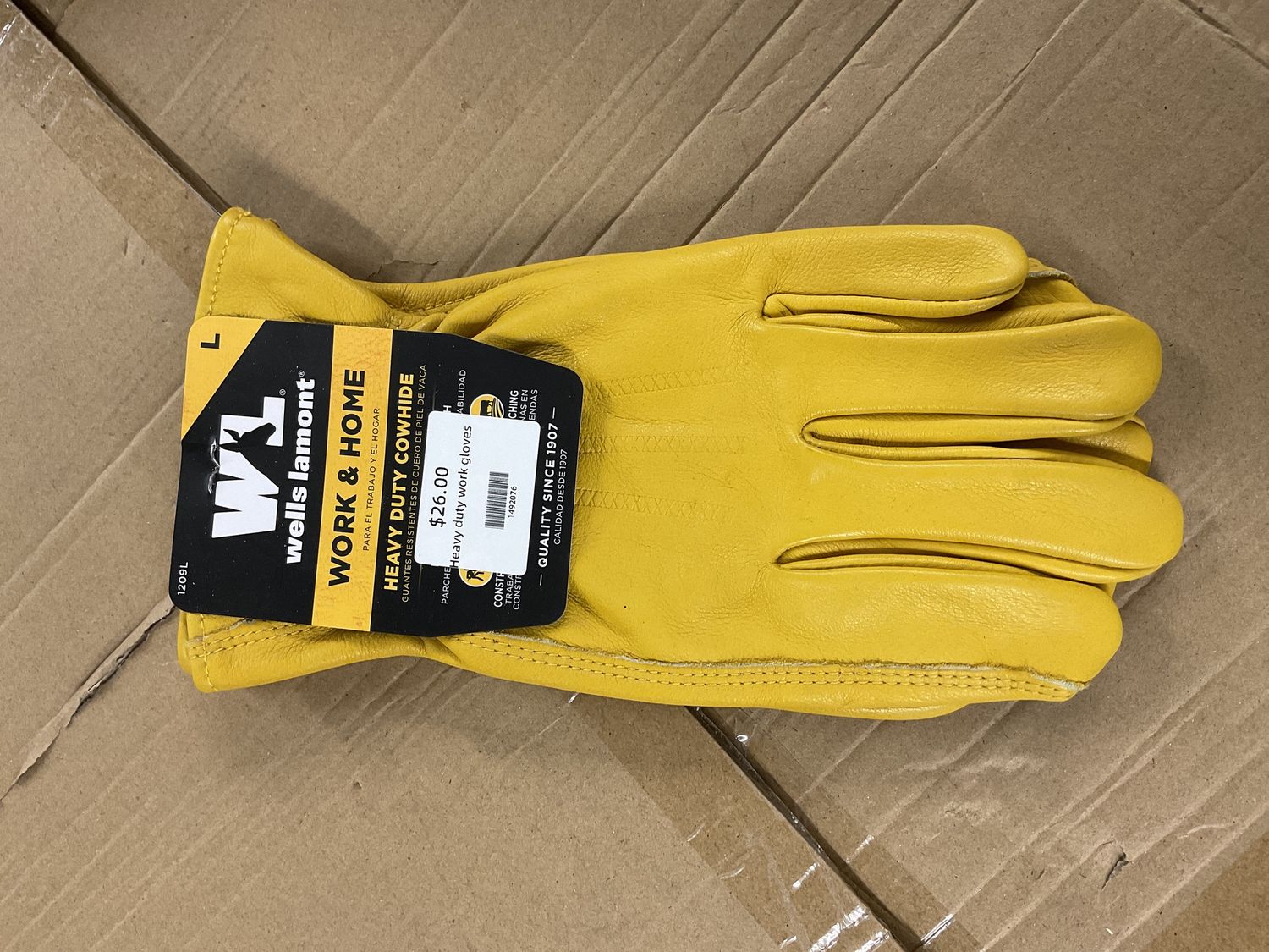 Heavy Duty Grain Cowhide Extra Wear Palm Leather Work Gloves