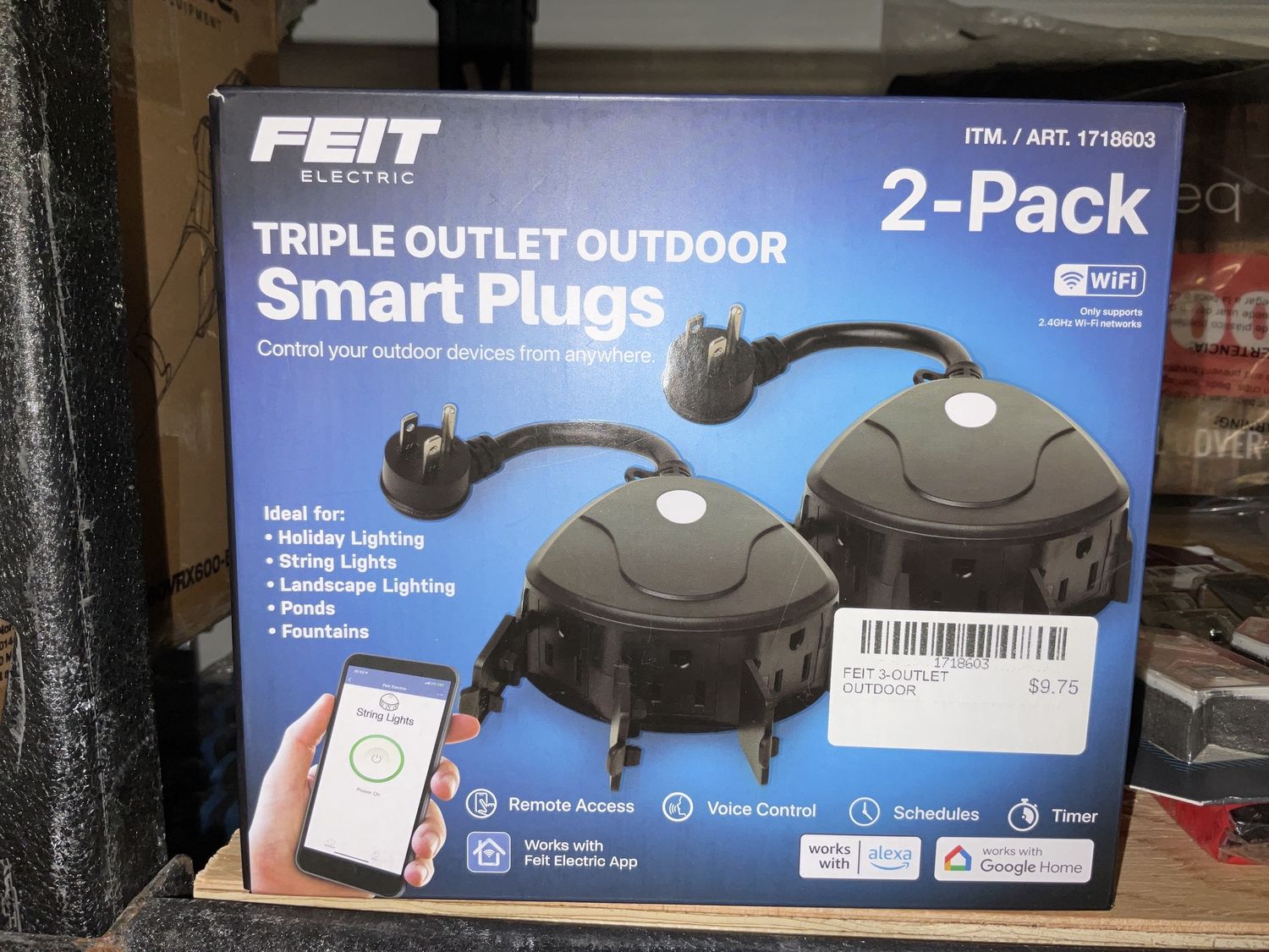 FEIT Electric Triple Outlet Outdoor Smart Plugs 2 pk