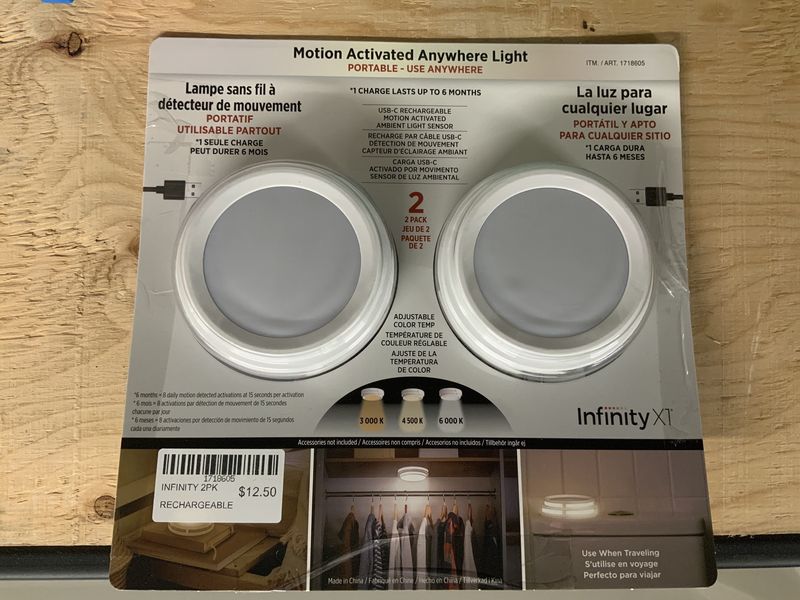 INFINITY Infinity Motion Activated - 2PK RECHARGEABLE - Retail - $24.99