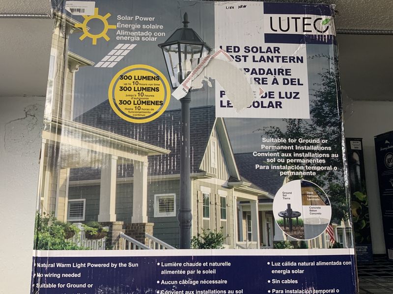 Lutec LED Solar Post Lantern in Black-Retail- $ 149.99
