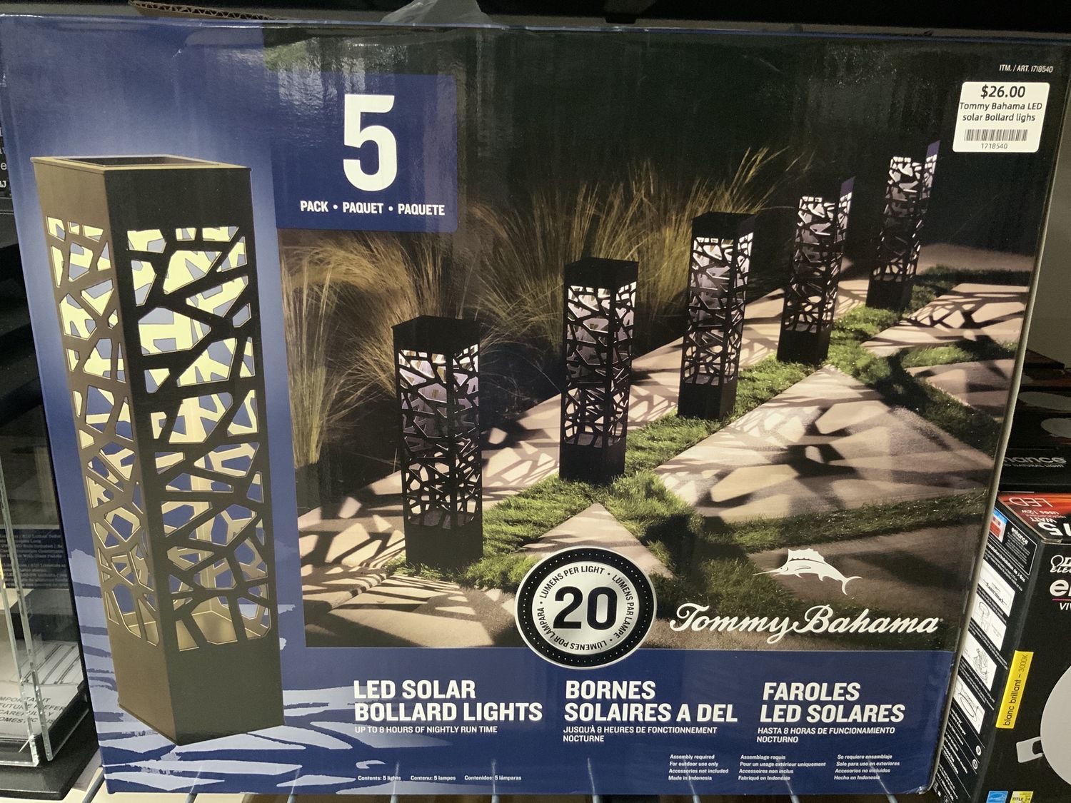 Tommy Bahama Square Solar Bollard Lights 20 Lumen (Pack of 5)