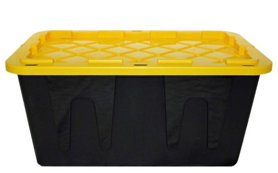 Greenmade Storage Bin with Lid, 27 Gallon, Black and Yellow - Retail $8.99