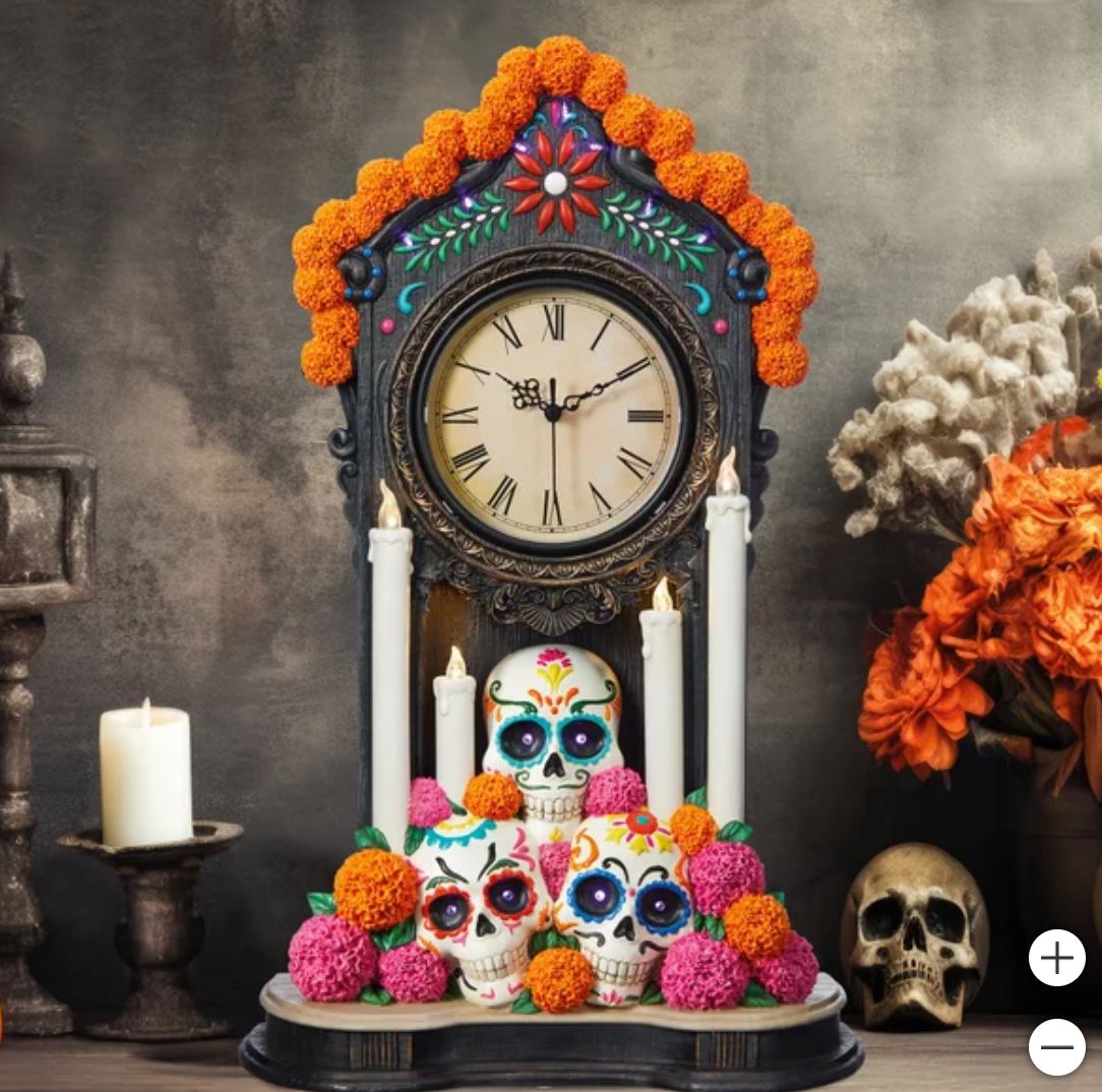 Day of The Dead Clock with Lights