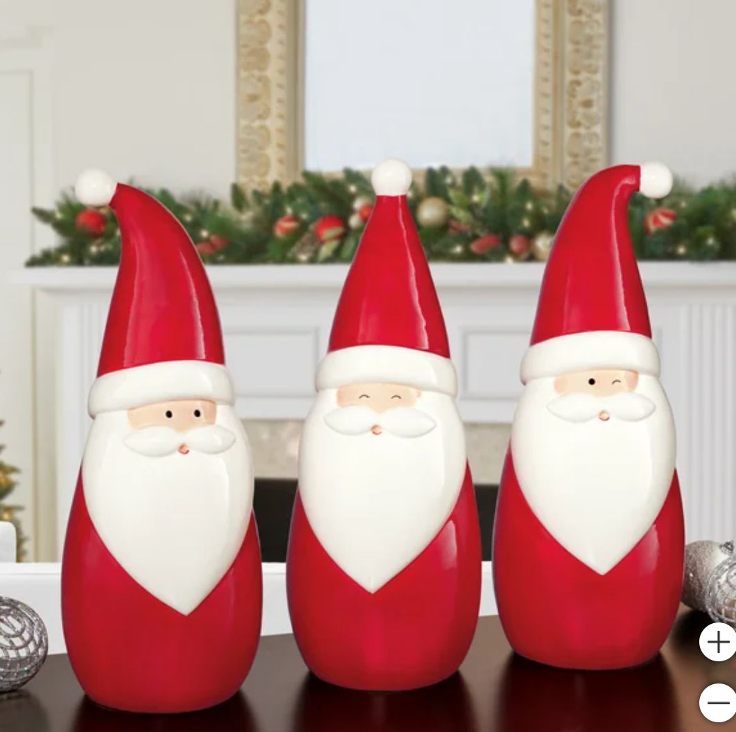 Ceramic Santa, Set of 3