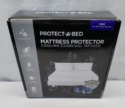 Mattress Protector Cooling Charcoal Infused King, 76&quot; x 80&quot;