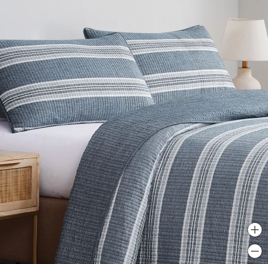 Orchard Road Heathered Stripe 3-piece Coverlet Set - Retail $29.99