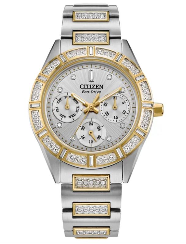 Citizen Eco Drive Crystal Two Tone Stainless Steel Ladies Watch