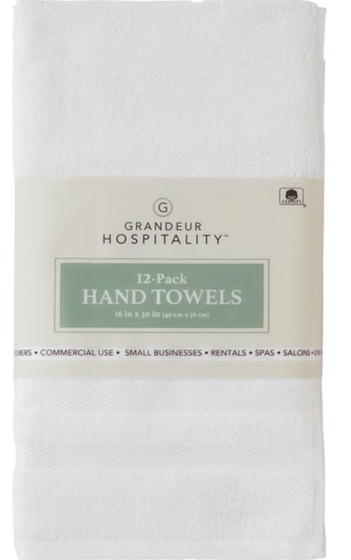 Grandeur Hospitality hand Towel 12 pk-Retail- $ 18.99