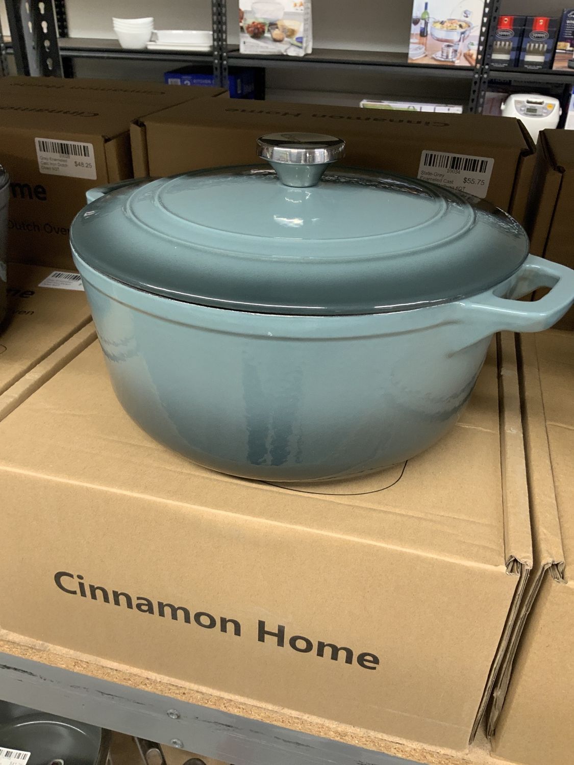Slate-Gray Enameled Cast Iron Dutch Oven 6QT