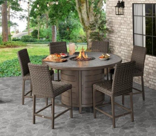 McKinnon 7-piece Outdoor Fire High Dining Set