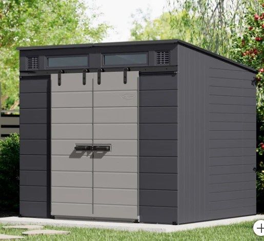 Suncast Modernist 8’x7’ Dual Barn Door Storage Shed Retail - $1,149.99