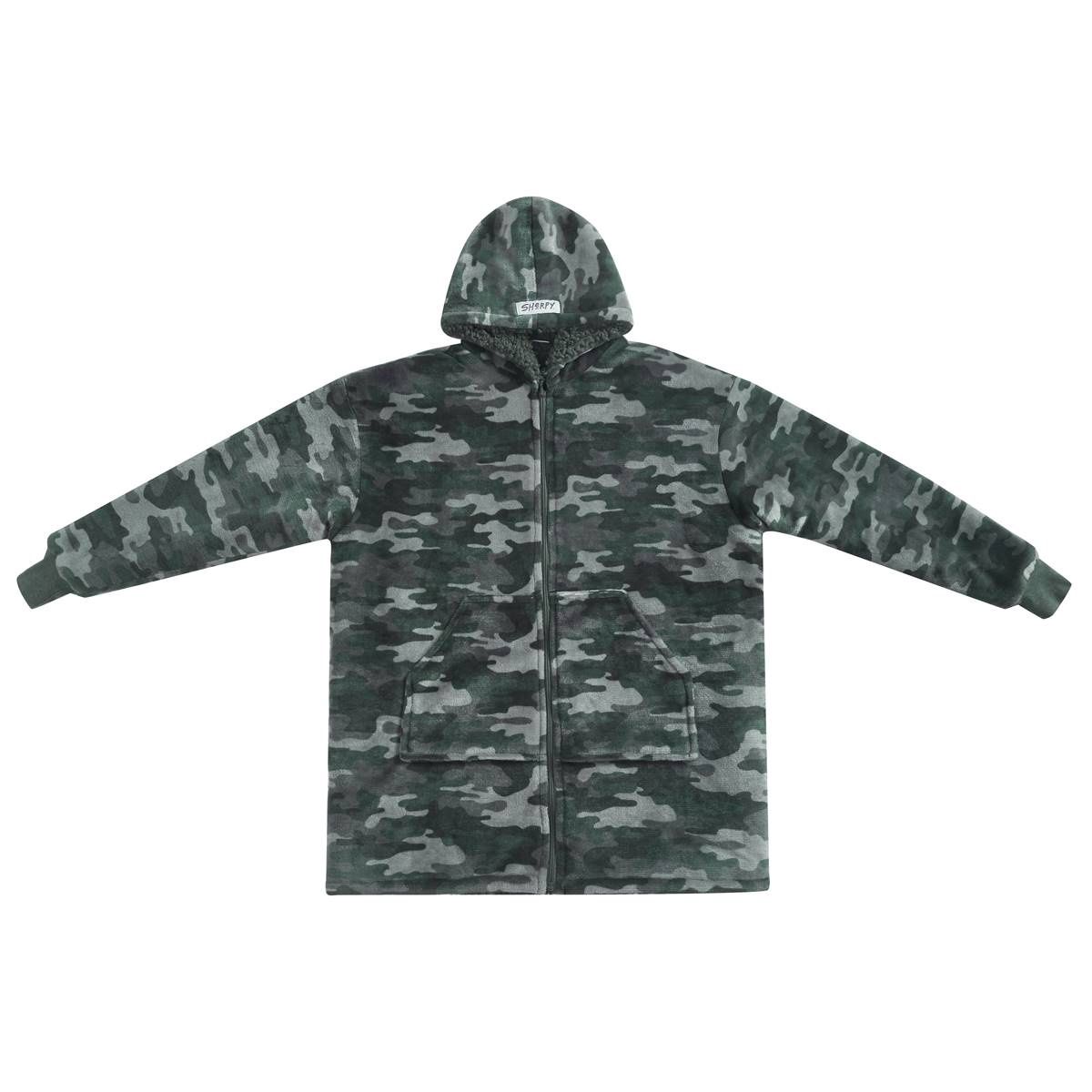 Kids Sherpy Camo Reversible Wearable Blanket Hoodie, type: Sherpy-Scamo-Kaz