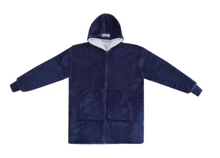 Sherpy for Adult Comfy Hoodie Wearable Blanket Navy Blue