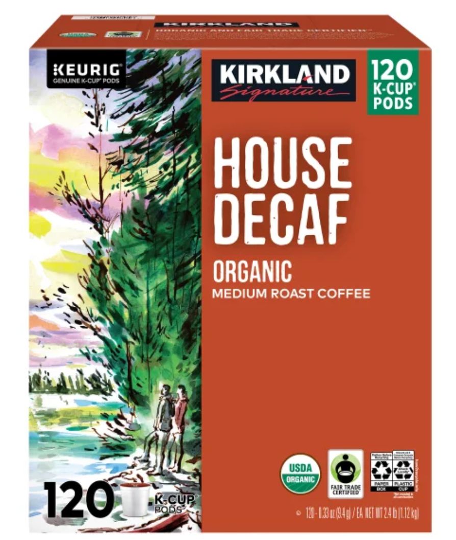 Kirkland Signature Coffee Organic House Decaf K-Cup Pod, 120-count
