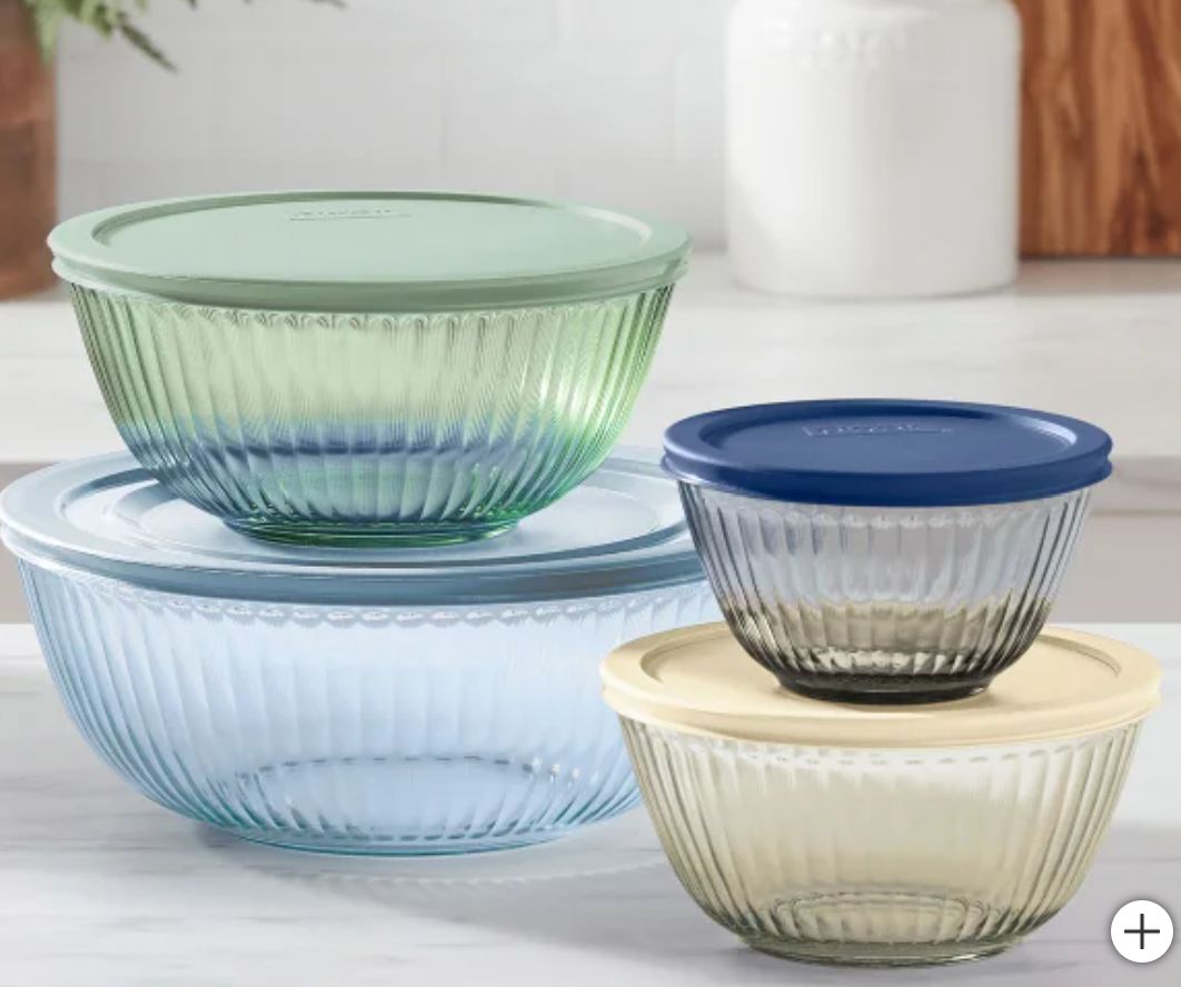 Pyrex 8-piece Tinted Glass Mixing Bowls