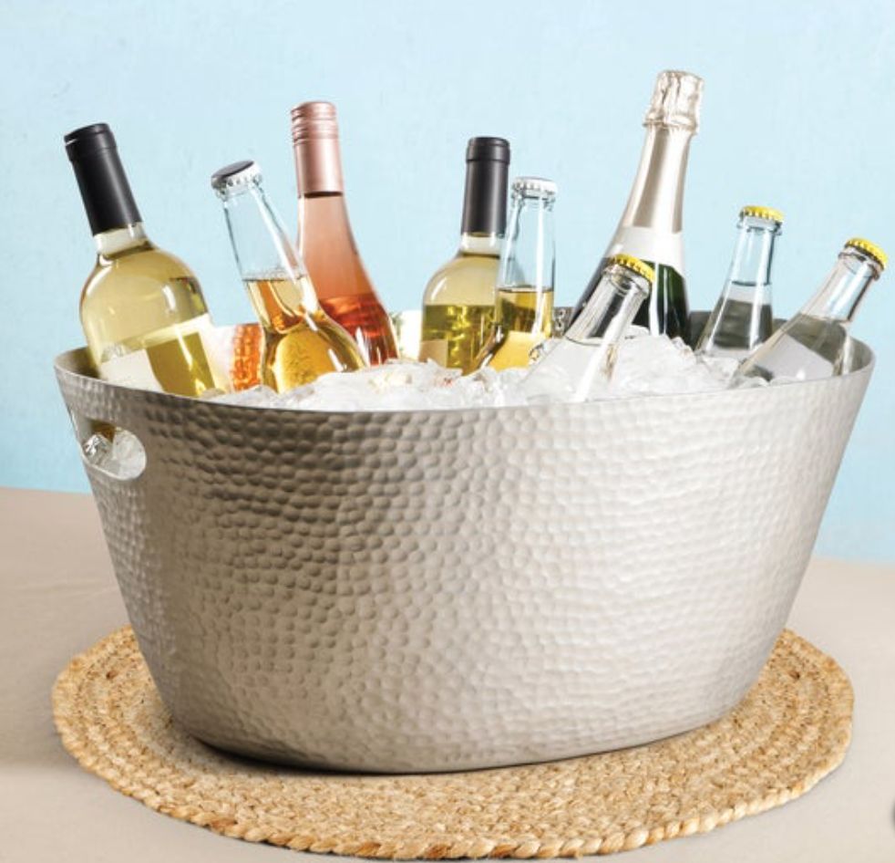 Laurie Gates 14.5-quart Oval Hammered Aluminum Beverage Tub