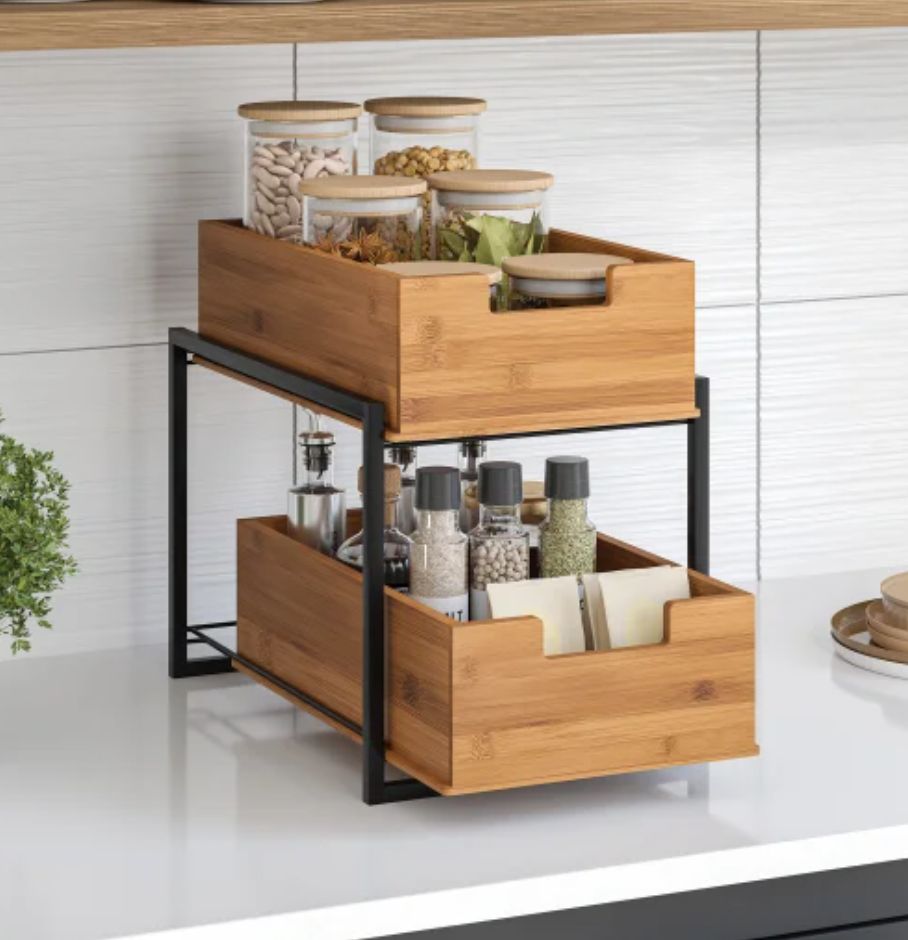 Seville Bamboo 2-Tier Sliding Drawer Organizer - Retail $24.99