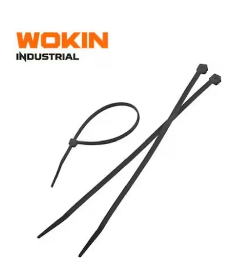 Wokin 4.8Mm X 200Mm Black Nylon Cable Tie 5 1/2 Long 100Pcs Per Pack Clear 40Lbs Tinsel Strength